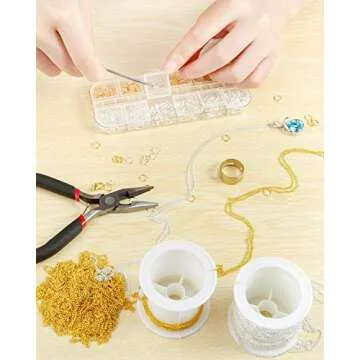 PP OPOUNT 65 Feet Jewelry Chains Necklace Chains 2 mm Jewelry Making Chains with 960 Pieces Jump Rings 40 Pieces Lobster Clasps Jewelry Making Tools (Gold, Silver Total in 65 Feet)