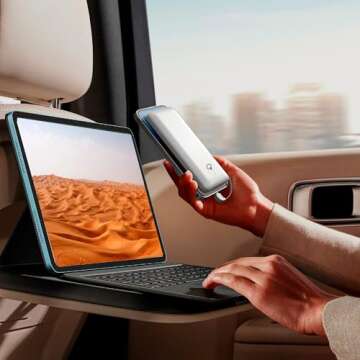 Brand Q Portable Charger with Built-in Cables and AC Wall Plug,Slim USB C Power Bank 10000mAh,External Battery Pack Compatible with iPhone,Samsung,Tablet and All Smart Phones …