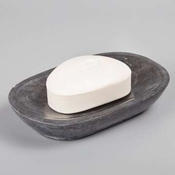 Luxury Hand-Carved Natural Charcoal Marble Soap Dish – Heavy-Duty, Plastic-Free, Artisan Crafted f...