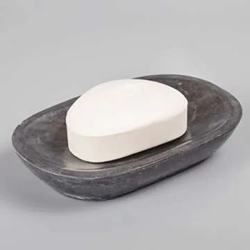 Luxury Hand-Carved Natural Charcoal Marble Soap Dish – Heavy-Duty, Plastic-Free, Artisan Crafted f...