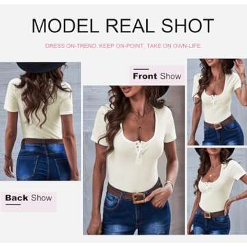 Summer Ribbed Button Down Tops for Women - Dokotoo