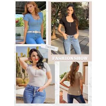 Summer Ribbed Button Down Tops for Women - Dokotoo