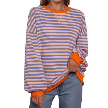 Trendy Queen Oversized Striped Sweatshirt for Women - Cozy Fall Fashion 2024