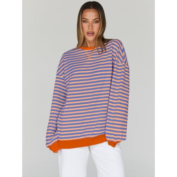 Trendy Queen Oversized Striped Sweatshirt for Women