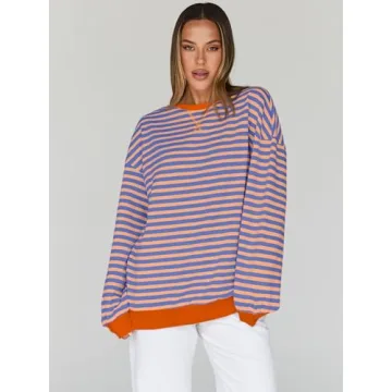 Trendy Queen Oversized Striped Sweatshirt for Women