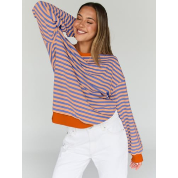 Trendy Queen Oversized Striped Sweatshirt for Women