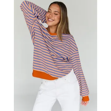 Trendy Queen Oversized Striped Sweatshirt for Women