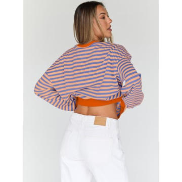 Trendy Queen Oversized Striped Sweatshirt for Women