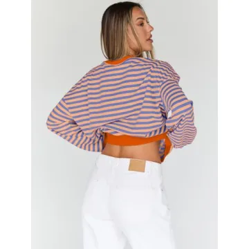 Trendy Queen Oversized Striped Sweatshirt for Women