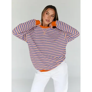 Trendy Queen Oversized Striped Sweatshirt for Women
