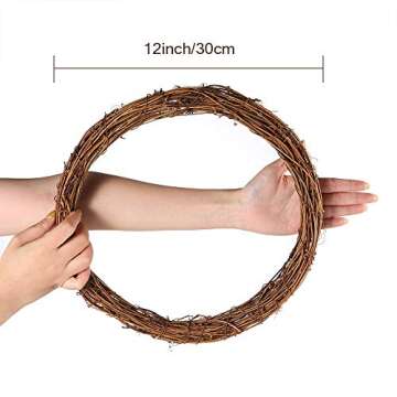 Sntieecr 2 Pieces 12 Inch Large Natural Grapevine Wreaths Vine Branch Door Wreath Rattan Wreath for DIY Wreath Craft Front Door Wall Hanging or Wedding Table Decors