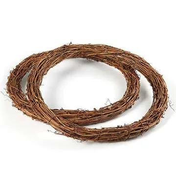 Sntieecr 2 Pieces 12 Inch Large Natural Grapevine Wreaths Vine Branch Door Wreath Rattan Wreath for DIY Wreath Craft Front Door Wall Hanging or Wedding Table Decors