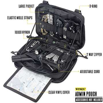 WYNEX Tactical Molle Admin Pouch of Laser Cut Design, Utility Pouches Molle Attachment Military Medi...