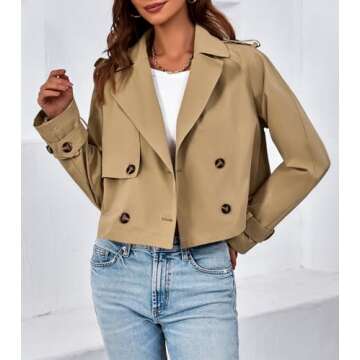 Tankaneo Women’s Cropped Trench Coat – Stylish & Comfortable