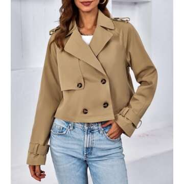 Tankaneo Women’s Cropped Trench Coat – Stylish & Comfortable