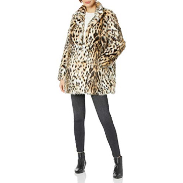 RACHEL Rachel Roy Women's Faux Fur Mid Length Coat - Elegant Leopard Design for Any Occasion
