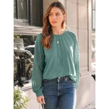 AUTOMET Womens Long Sleeve Shirts Lace Tops Business Casual Fall Fashion Outfits Clothes Knitted Y2k...