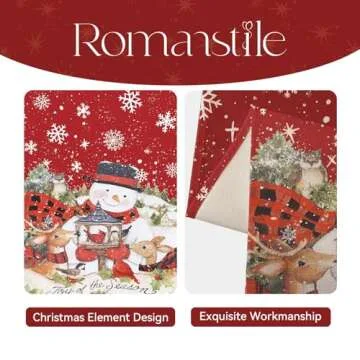 Romanstile Snowman Red Christmas Table Runner 13 x 72 Inch,Printed Pine Trees Snowflakes Christmas Runners,Winter Xmas Holiday Decoration for Kitchen, Dining Table, and Home Party Decor