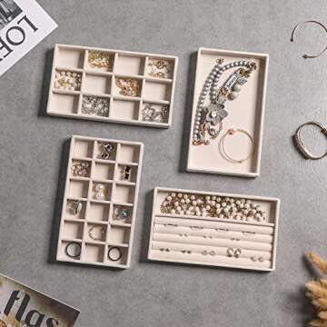 Frebeauty Jewelry Organizer Set of 9, Velvet Storage Solutions