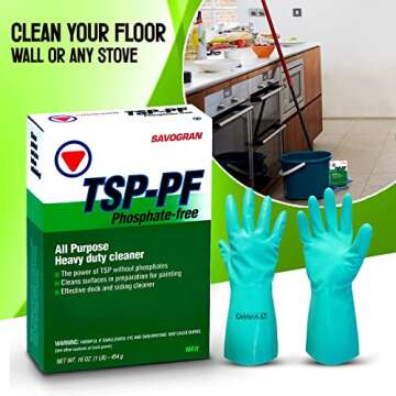 Centaurus AZ Savogran TSP-PF/TSP Replacement - all-surface cleaner - oil greasy dirt remover- Ideal for Wood and Floor - Paint Stripper Sludge, Available with Hand Safety Premium Quality Gloves- 1LB