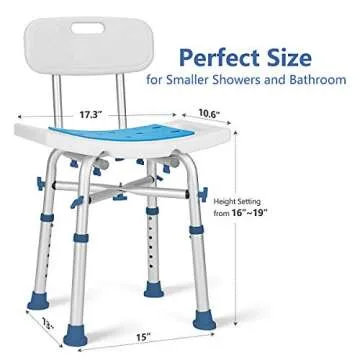 GreenChief Heavy Duty Shower Chair with Back 500 LBS - Shower Stool for Inside Shower, Small Bathtub Seat Padded EVA Cushion, Narrow Bath Seat Bench for Elderly, Handicap, Bariatric, Disabled