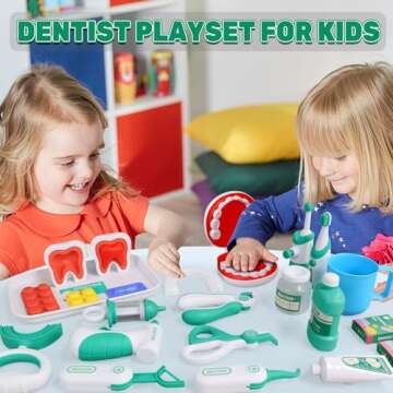 Doctor Kit for Toddlers 3-5, 31 Pcs Pretend Dentist Play Set, Kids Doctors Playset, Medical Kit Toys Gifts for 3 4 5 6 Year Old Girls Boys(Green)