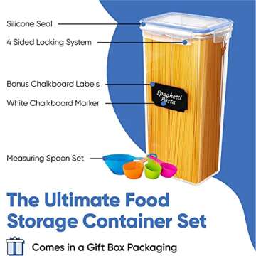 Airtight Food Storage Containers Set with Lids For Kitchen Organization 14 Pack - BPA Free Food Canisters With Labels, Marker & Spoon Set For Pantry Organization And Storage - Royal Blue