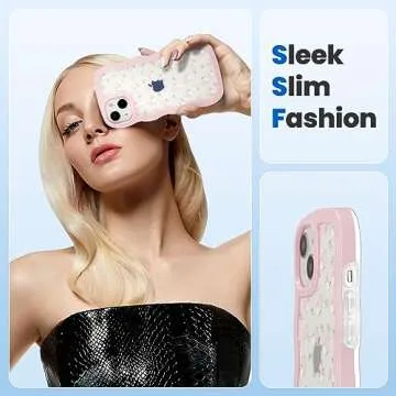 ZCDAYE Compatible with iPhone 14 Case, Aesthetic Floral Pattern Cute Curly Edge Wavy Shape Case for Women Girls, Soft TPU Shockproof Cover for iPhone 14(6.1 inch), Pink