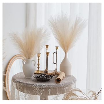 ChagoArt-Pampas Grass Decor Tall-Faux Pampas Grass Small 17"-6 Stems-Beige-Pompas Floral-Fake Pampas...