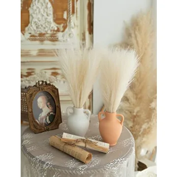 ChagoArt Faux Pampas Grass Decor - 6 Beige Stems for Chic Home