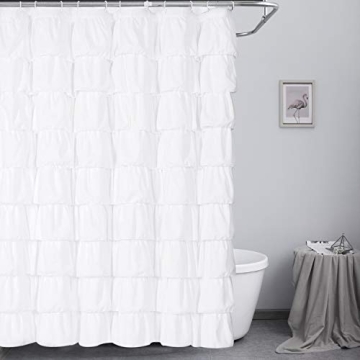 Ameritex Ruffle Shower Curtain Home Decor | Soft Polyester, Decorative Bathroom Accessories Great fo...
