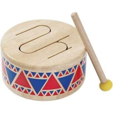 PlanToys Solid Drum - Kids Wooden Musical Instrument