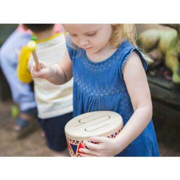 PlanToys Solid Drum - Kids Wooden Musical Instrument