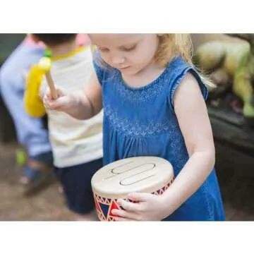 PlanToys Solid Drum - Kids Wooden Musical Instrument