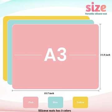 Actvty Silicone Mats for Crafts, 15.7"x 11.8" Silicone Mat for Resin, 3 Packs Silicone Craft Mat, Si...
