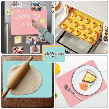 Actvty Silicone Mats for Crafts, 15.7"x 11.8" Silicone Mat for Resin, 3 Packs Silicone Craft Mat, Silicone Sheets for Crafts, Silicone Placemat (Pink, Blue, Yellow)