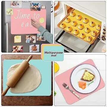 Actvty Silicone Mats for Crafts, 15.7"x 11.8" Silicone Mat for Resin, 3 Packs Silicone Craft Mat, Silicone Sheets for Crafts, Silicone Placemat (Pink, Blue, Yellow)