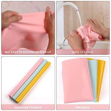 Actvty Silicone Mats for Crafts, 15.7"x 11.8" Silicone Mat for Resin, 3 Packs Silicone Craft Mat, Silicone Sheets for Crafts, Silicone Placemat (Pink, Blue, Yellow)