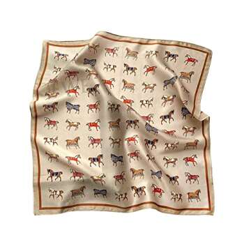 Tim & Tina Square 100% Mulberry Silk Hair Scarf - Elegant Horse Print