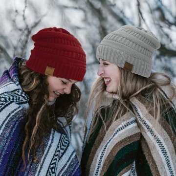 Durio Satin Lined Beanie Winter Warm Satin Lined Beanie for Women Cable Knit Beanies Women Thick Winter Hat for Womens Beanies Black One Size