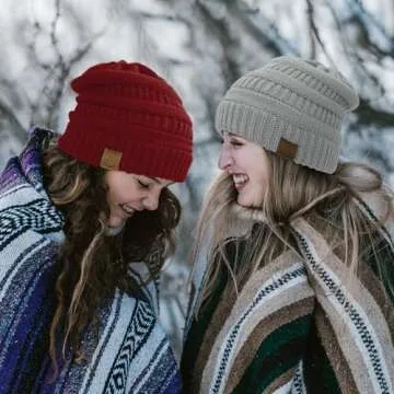 Durio Satin Lined Beanie Winter Warm Satin Lined Beanie for Women Cable Knit Beanies Women Thick Winter Hat for Womens Beanies Black One Size