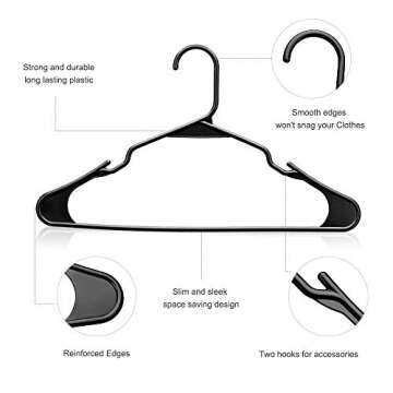 Pretigo Plastic Hangers 40 Pack - Versatile Heavy Duty Clothing Organizers for All Ages