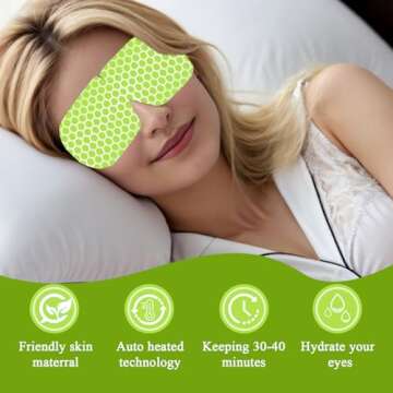Sleep Mask for Travel Essentials,Steam Eye Mask Green Tea,Reduce Eye Patches for Puffy Eyes and Dark...