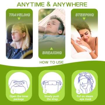 Sleep Mask for Travel Essentials,Steam Eye Mask Green Tea,Reduce Eye Patches for Puffy Eyes and Dark Circles,Hydrate & Soothe Tired Eyes, Self Heated Eye Masks,Self Care SPA Gifts for Women,20 Packs