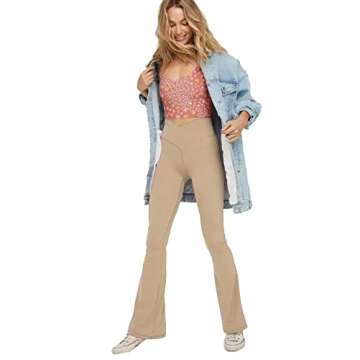 TOPYOGAS Women's Casual Bootleg Yoga Pants V Crossover High Waisted Flare Workout Pants Leggings (Kh...