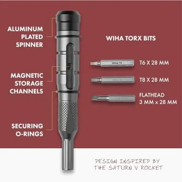 Knafs - Torx Bit Driver - Whiha Bits Set T6, T8, 3mm Flathead for Pocket Knife Repair and Maintenance
