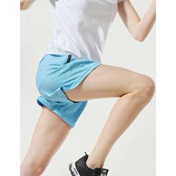 5 Pack: Womens Workout Gym Shorts Casual Lounge Set, Ladies Active Athletic Apparel with Zipper Pockets (Set 1, Medium)