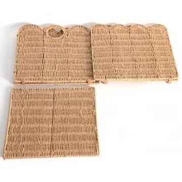 Scalloped Wicker Storage Cubes Basket, 12”x12“ Heavy Duty Paper rope/Hyacinth/Seagrass Baskets for Shelves, Foldable Natural Boho Square Bins (Renewable Paper Rope, 4PC)