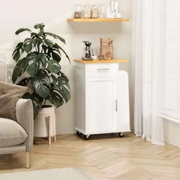 Shintenchi Small Kitchen Island Trolley Cart with Spice Rack