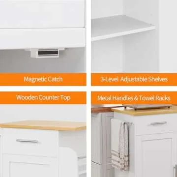 Shintenchi Small Kitchen Island Trolley Cart with Spice Rack